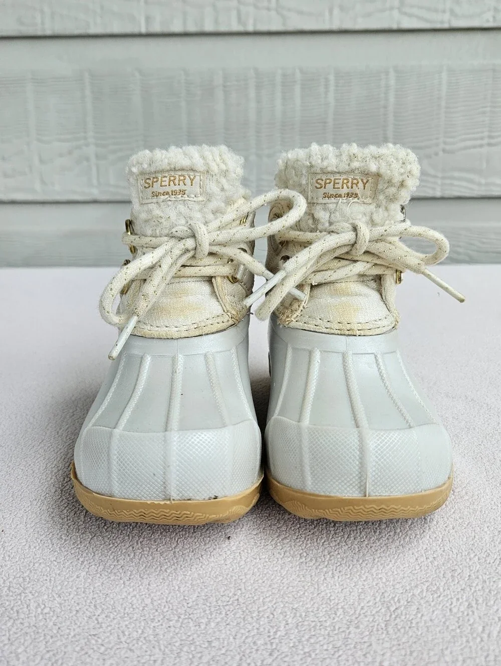 Sperry Kids' Port Alpine Duck Ankle Boot Toddler SZ 7 White Waterproof Lined